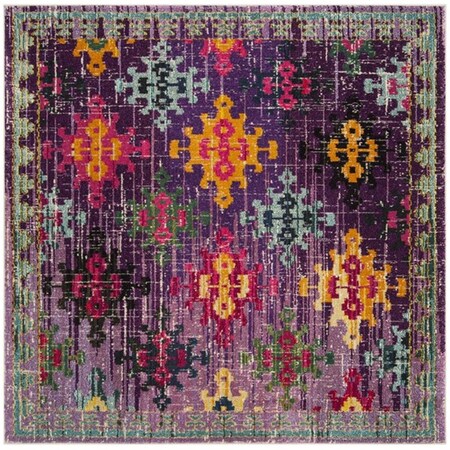 Safavieh 6 ft. - 7 in. x 6 ft. - 7 in. Monaco Power Loomed Rug Square - Purple & Multi Color MNC244P-7SQ